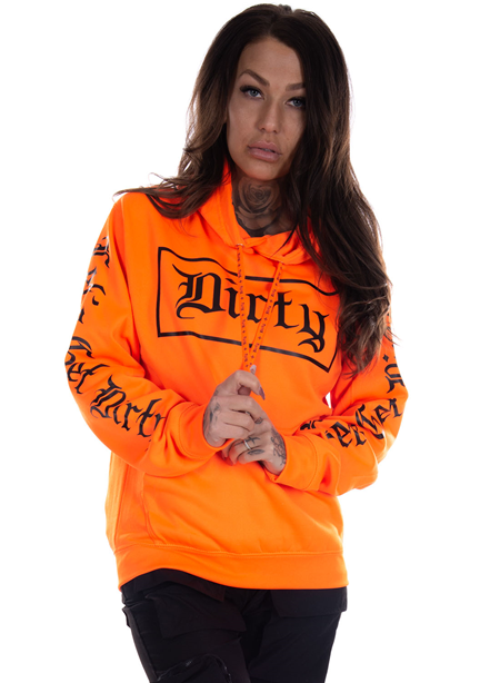 Dirty Unisex Hoodie, Neon Orange