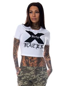 Dirty X-rated Cropped Top, White