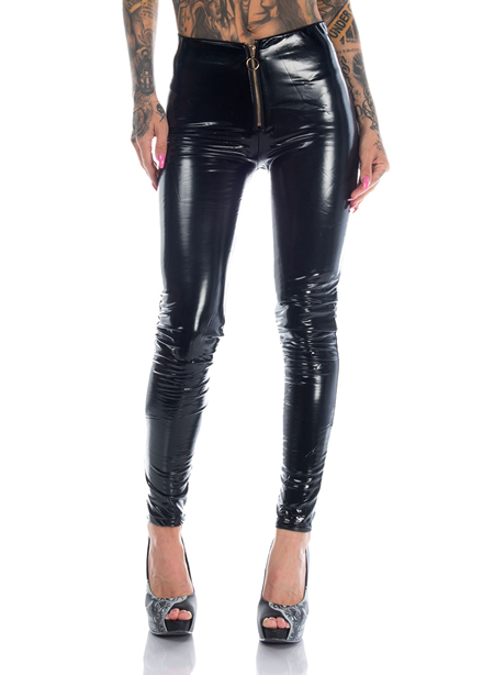 Mix From Italy Black Zipped Latex Pants