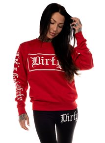 Dirty BF Fit Sweatshirt, Red N White