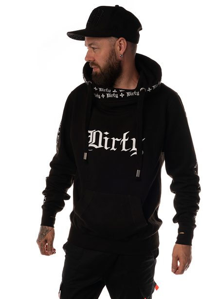 Dirty Dirty Cross Neck Hoodie Men, Black