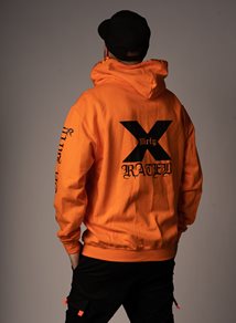 Dirty X-Rated Men Zip Hoodie, Orange N Black