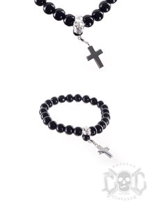 Love & Hate Black pearl skull bracelet 21,5cm