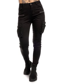 Mix From Italy Skinny High Waist Cargo Pants, Black