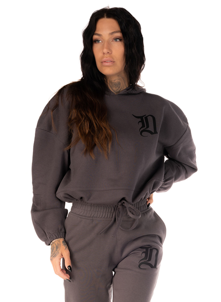 Dirty Bad 1 Oversized Cropped Hoodie, Gray