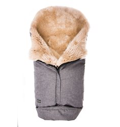 Bozz åkpåse lammskinn, grå melange/nappa/linen långhårig