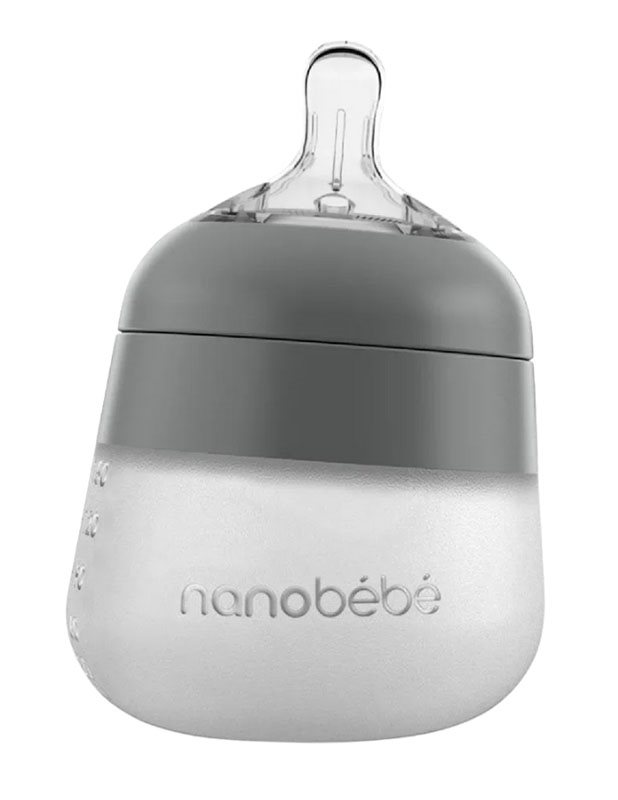 Nanobebe Flexy silikonflaska Anti-kolik 150 ml, grå