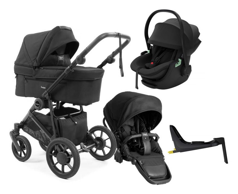 Emmaljunga Super Sonic duovagn + Thule Maple babyskydd + isofixbas