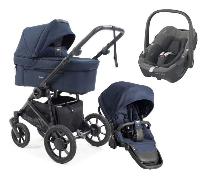 Emmaljunga Super Sonic duovagn + Maxi-Cosi Pebble 360 babyskydd
