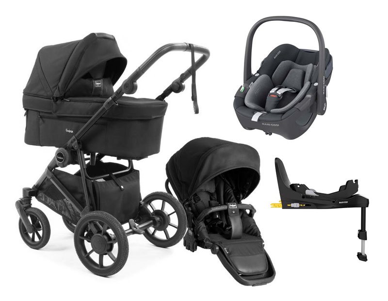 Emmaljunga Super Sonic duovagn + Maxi-Cosi Pebble 360 babyskydd + isofixbas