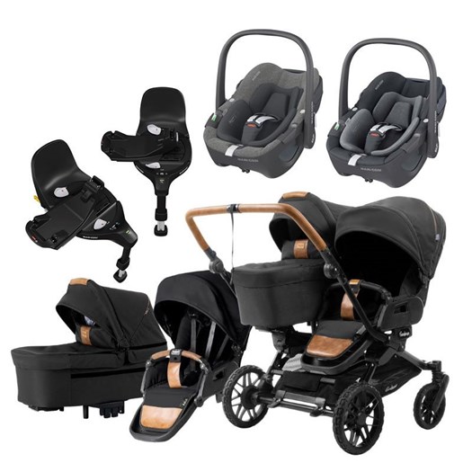 Emmaljunga Double Sento tvillingvagn 2026 + Maxi-Cosi Pebble 360 babyskydd + bas