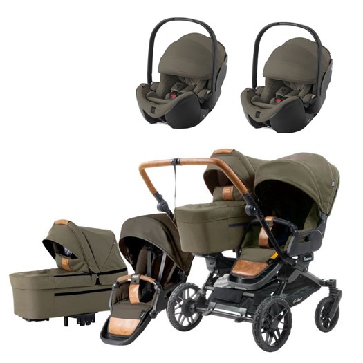 Emmaljunga Double Sento tvillingvagn Flat+ 2026 + Britax Römer Baby-Safe Pro babyskydd