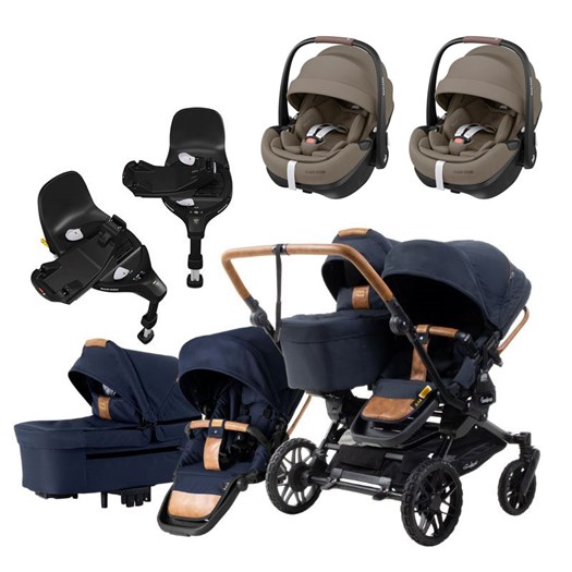 Emmaljunga Double Sento tvillingvagn 2026 + Maxi-Cosi Pebble 360 Pro 2 babyskydd + bas