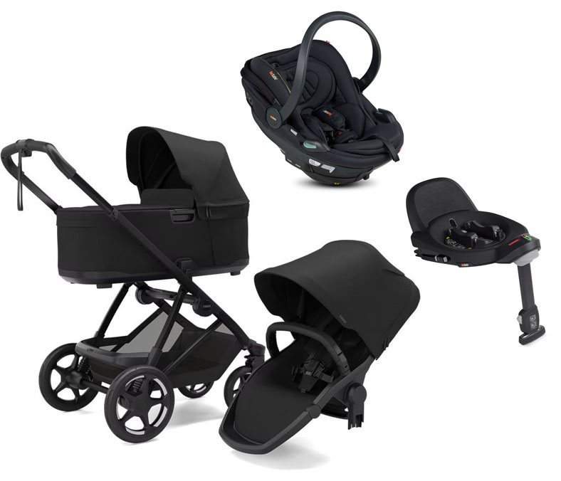 Thule Charm 2-in-1 duovagn + BeSafe Go Beyond 2 babyskydd + isofixbas