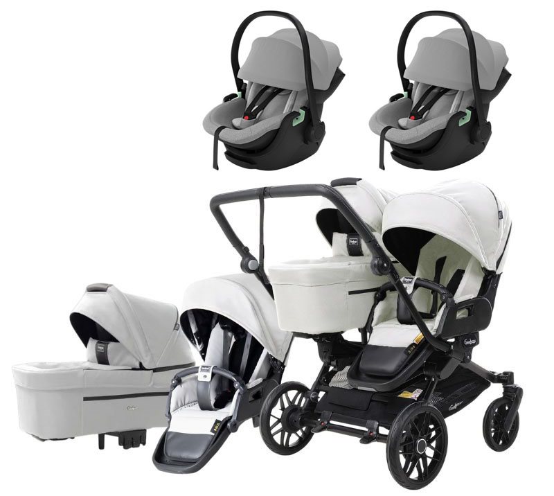 Emmaljunga Double Sento tvillingvagn Flat+ 2026 + Thule Maple babyskydd