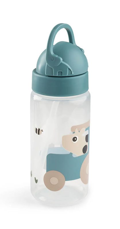 Done by Deer sugrörsflaska Tiny Farm 350 ml, blue
