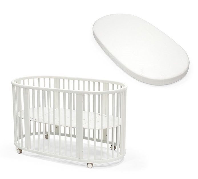 Stokke Sleepi V3 spjälsäng + Sleepi madrass + Sleepi drapålakan