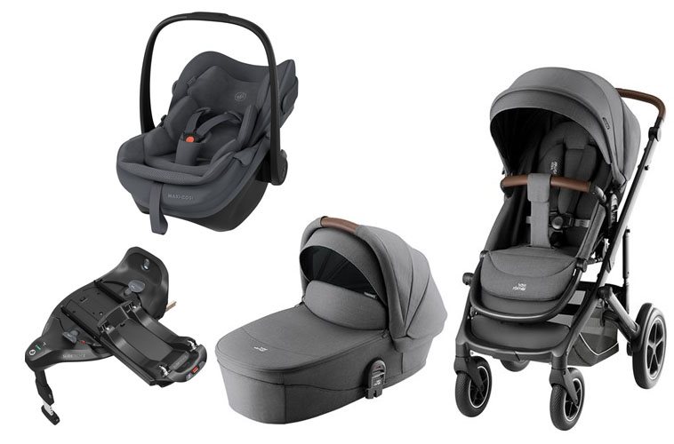 Britax Smile 5Z duovagn + Maxi-Cosi Pebble Slide Pro babyskydd + isofixbas