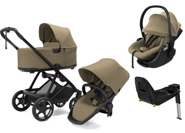Thule Charm 2-in-1 duovagn + Thule Maple babyskydd + isofixbas