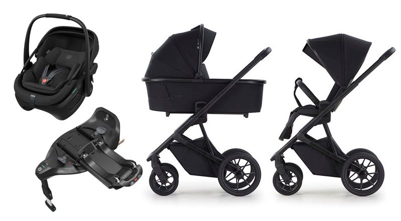 Crescent Prestige 2 Classic duovagn + Maxi-Cosi Coral Slide Pro babyskydd + isofixbas