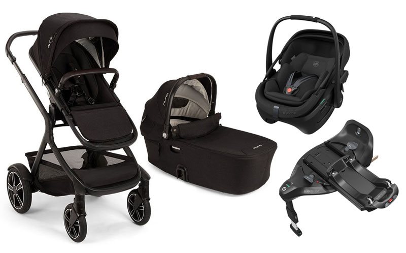 Nuna Demi Next duovagn + Maxi-Cosi Coral Slide Pro babyskydd + isofixbas