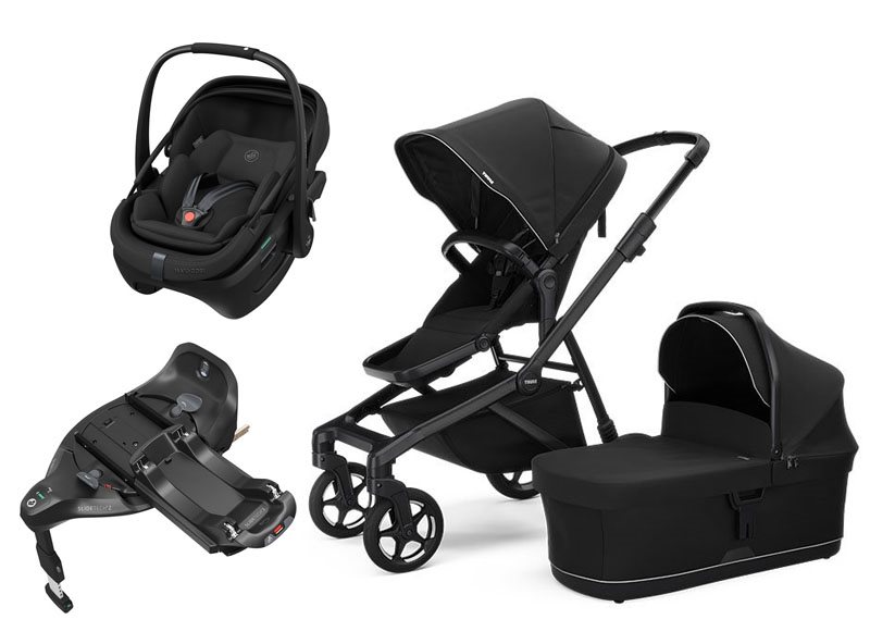 Thule Sleek 2 duovagn + Maxi-Cosi Coral Slide Pro babyskydd + isofixbas