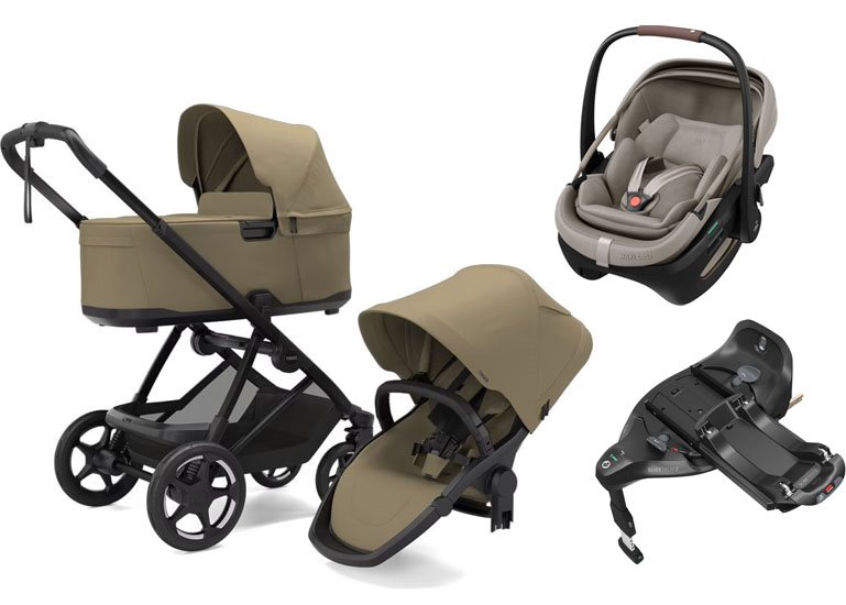 Thule Charm 2-in-1 duovagn + Maxi-Cosi Coral Slide Pro babyskydd + isofixbas