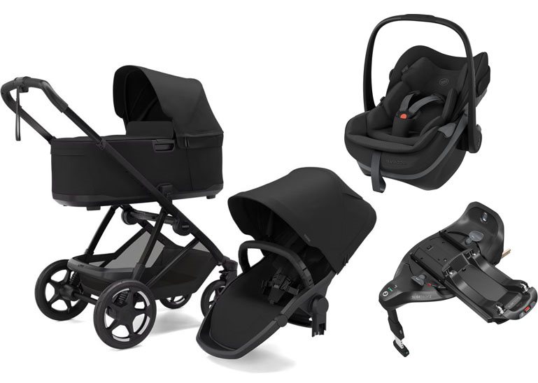 Thule Charm 2-in-1 duovagn + Maxi-Cosi Pebble Slide Pro babyskydd + isofixbas