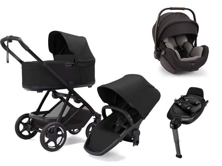 Thule Charm 2-in-1 duovagn + Nuna Arra Flex lutningsbart babyskydd + isofixbas