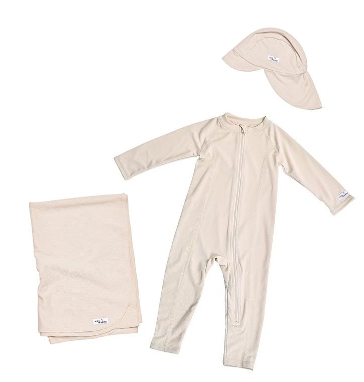 Mini Dreams UV-dräkt, keps och filt i mesh, sand