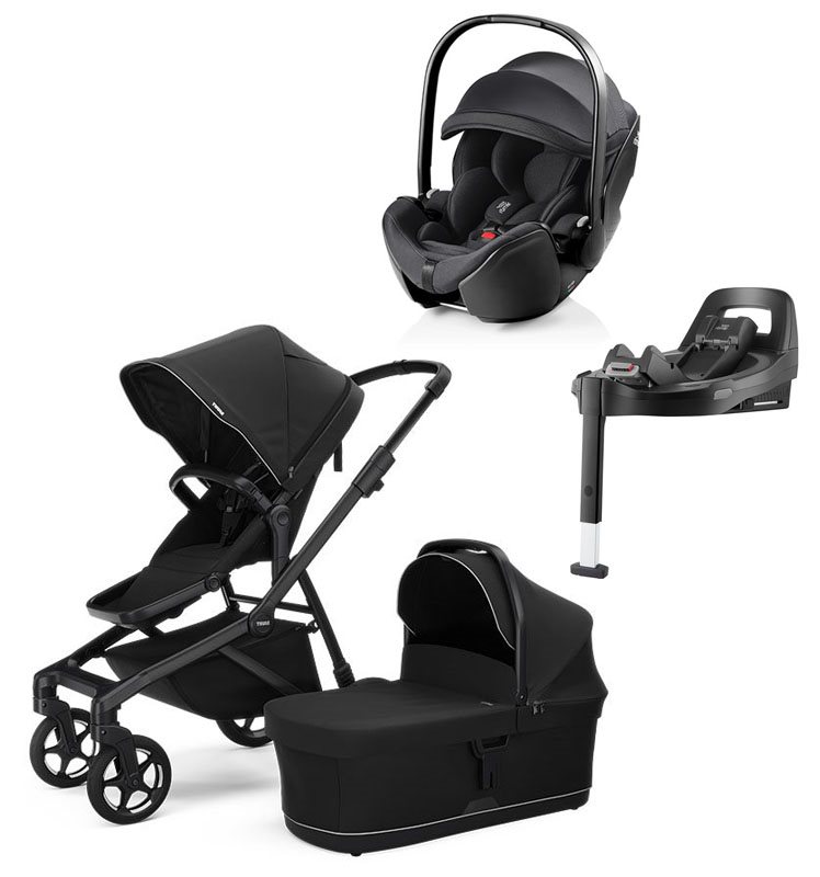 Thule Sleek 2 duovagn + Britax Baby-Safe Pro babyskydd + isofixbas