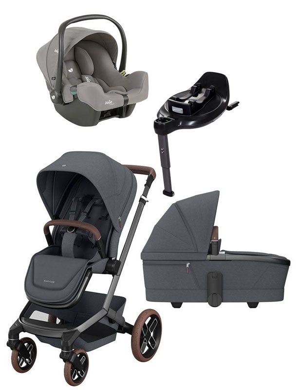 Maxi-Cosi Fame duovagn + Joie i-Snug 2 babyskydd + isofixbas