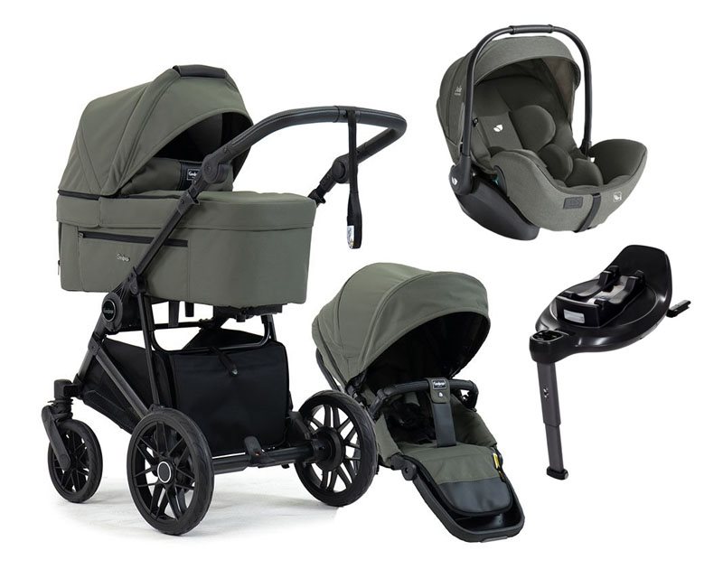 Emmaljunga Super Sonic duovagn + Joie i-Level Pro babyskydd + isofixbas