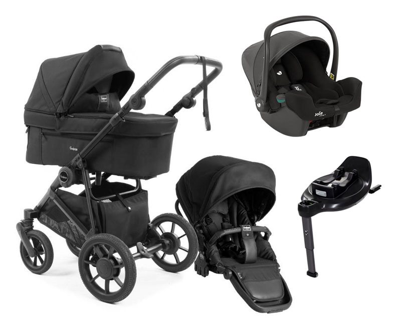 Emmaljunga Super Sonic duovagn + Joie i-Snug 2 babyskydd + isofixbas