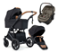 Emmaljunga Super Sonic duovagn + Maxi-Cosi Coral Slide Pro babyskydd