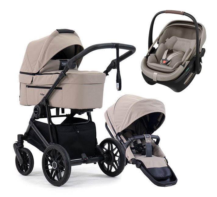 Emmaljunga Super Sonic duovagn + Maxi-Cosi Coral Slide Pro babyskydd
