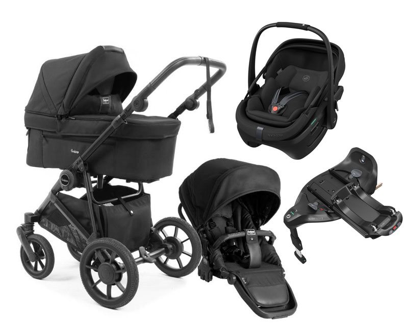 Emmaljunga Super Sonic duovagn + Maxi-Cosi Coral Slide Pro babyskydd + isofixbas