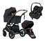 Emmaljunga Super Sonic duovagn + Maxi-Cosi Pebble Slide Pro babyskydd