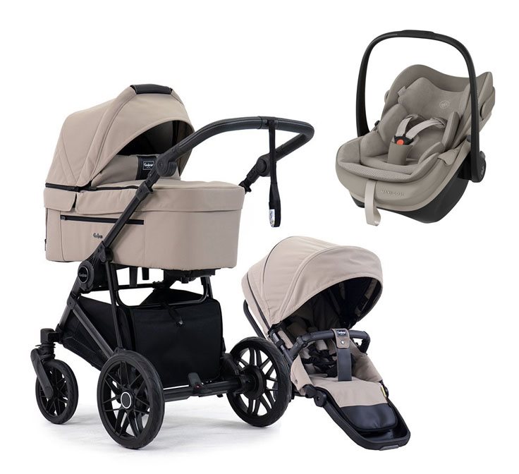 Emmaljunga Super Sonic duovagn + Maxi-Cosi Pebble Slide Pro babyskydd