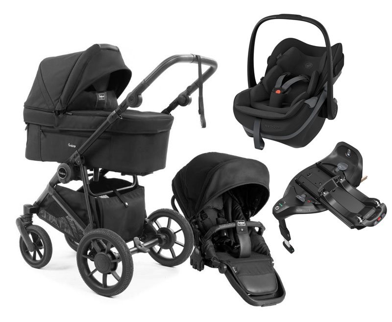 Emmaljunga Super Sonic duovagn + Maxi-Cosi Pebble Slide Pro babyskydd + isofixbas