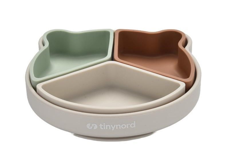 Tinynord indelad tallrik med sugpropp, beige/mint/rost