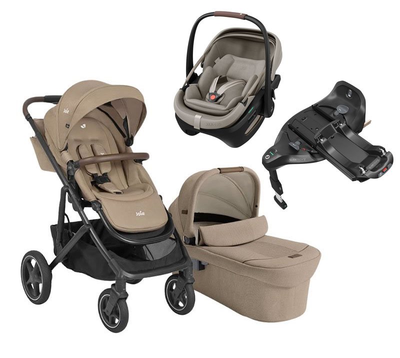 Joie Elara duovagn + Maxi-Cosi Coral Slide Pro babyskydd + isofixbas