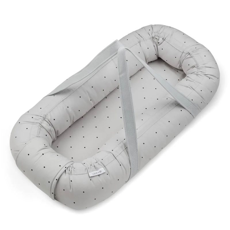 Liewood babynest Gro, classic dot dumbo grey