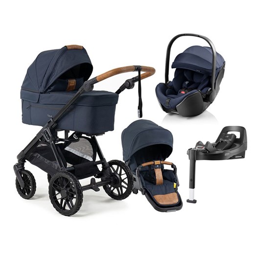 Emmaljunga Sento Pro duovagn Flat+ 2027 + Britax Römer Baby-Safe Pro babyskydd + bas