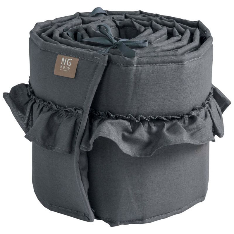 NG Baby spjälskydd spjälsäng, MOOD volang graphite
