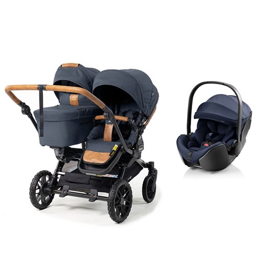 Emmaljunga Double Sento syskonvagn 2027 + Britax Römer Baby-Safe Pro babyskydd