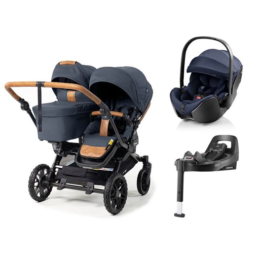 Emmaljunga Double Sento syskonvagn 2027 + Britax Römer Baby-Safe Pro babyskydd + bas