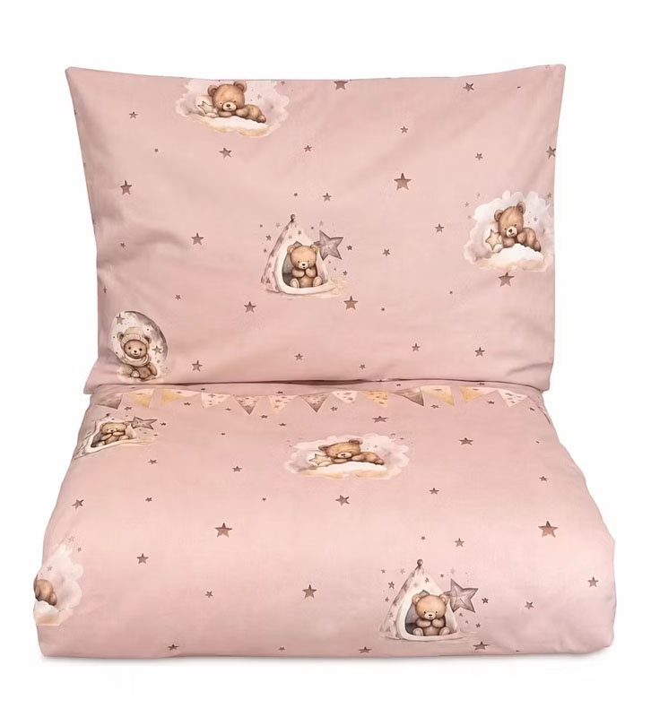 Mini Dreams påslakanset spjälsäng, cute bears rosa