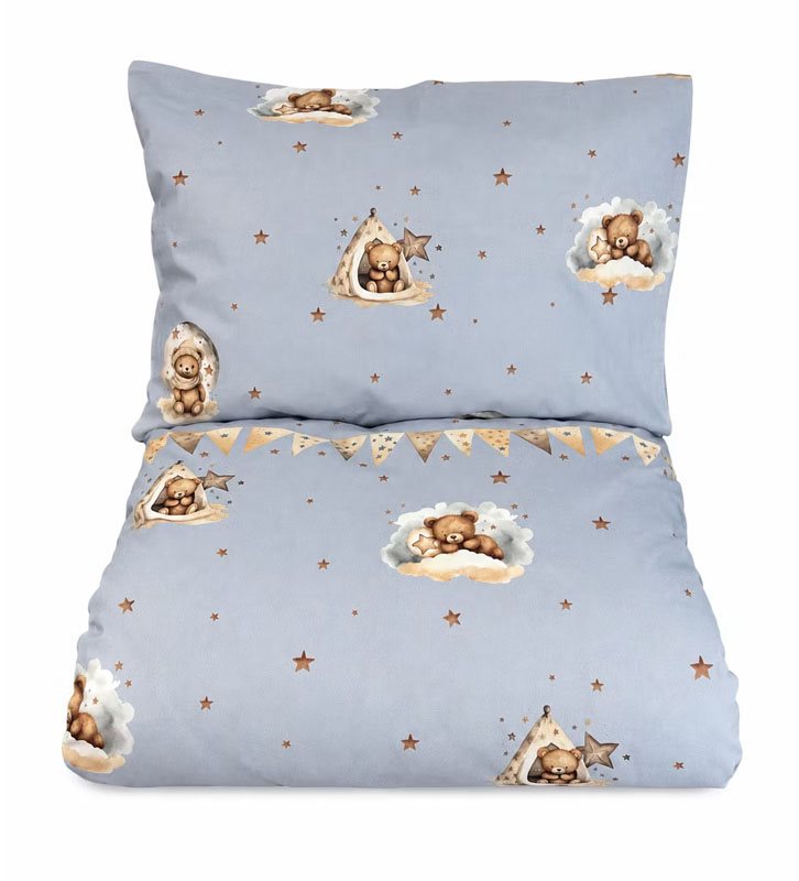 Mini Dreams påslakanset spjälsäng, cute bears blå