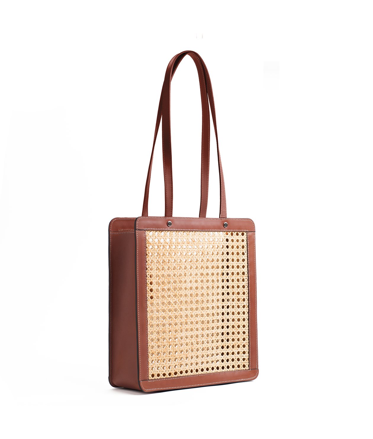 Palmgrens - Tall Rattan Bag - Leather since 1896